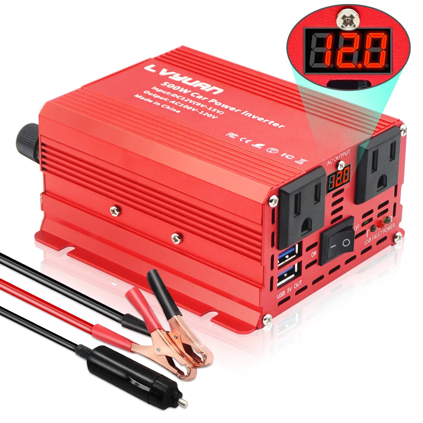 500W/300W Car Inverter DC12V AC110V Power Conversion