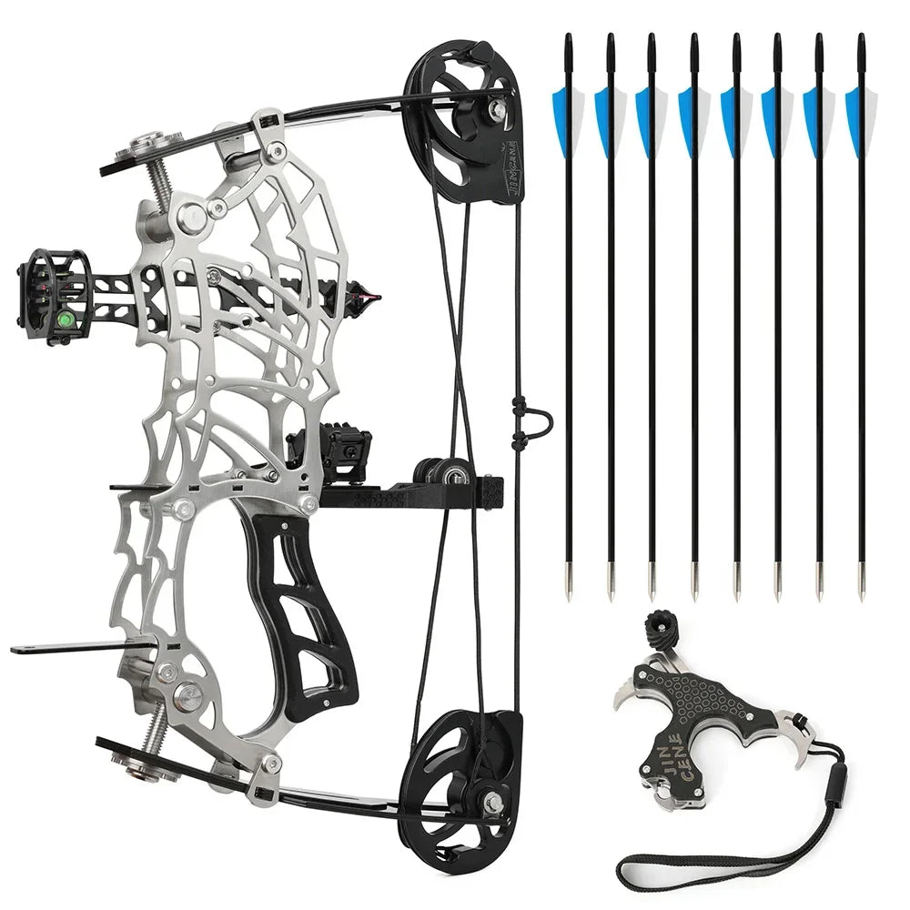15-32lbs Adjustable Archery Compound Bow Carbon Fiber Grip Right Hand Beginners Teen Youth Target Practice Shooting Pulley Bow