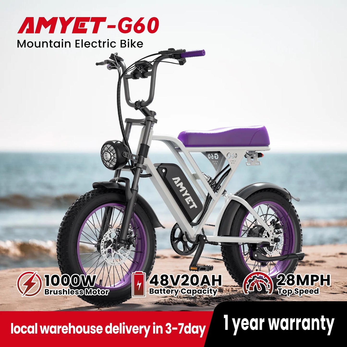 AMYET V9-G60 Adults Electric Bike 1000W