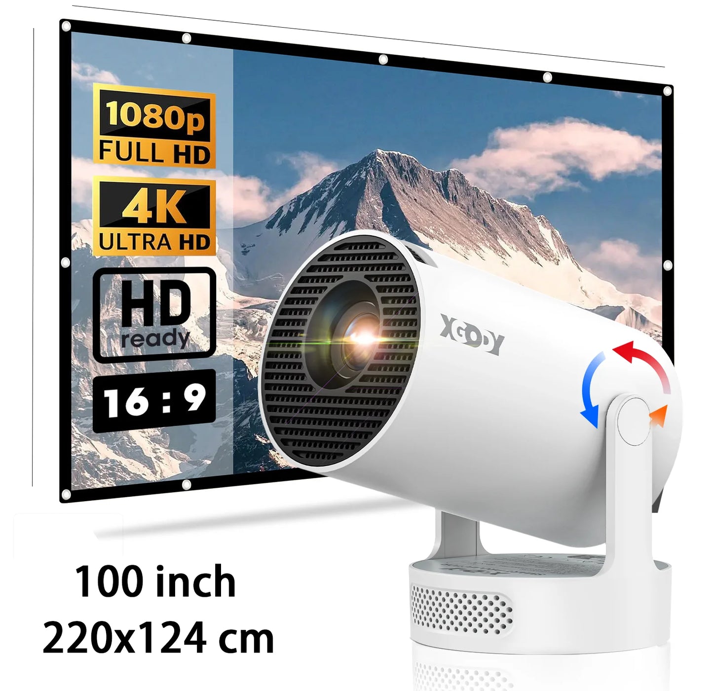 4K HY300 Pro+ Projector Built-in 5W Speaker 1280*720P Android 11