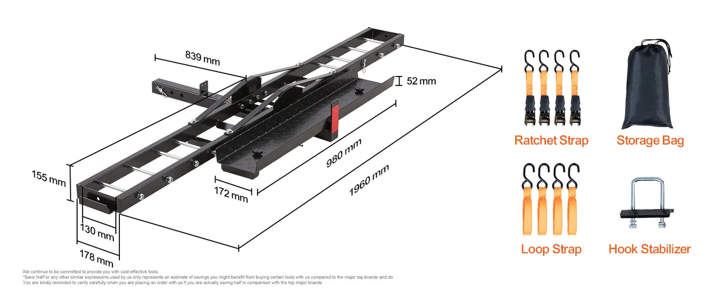 SucceBuy Motorcycle Carrier 2-Bike 600LBS Aluminum Motorcycle Carrier Hitch Mount, Loading Ramp Scooter Dirt Bike Trailer Hauler