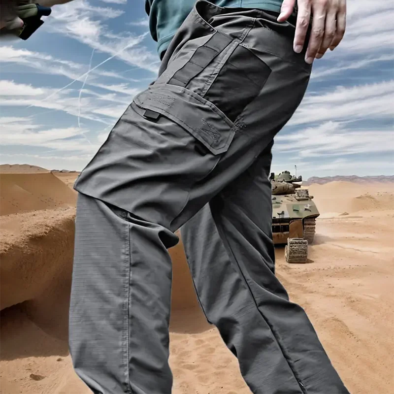 2PCS Tactical Work Pants Men Outdoor Cargo Trousers Multi-Pocket