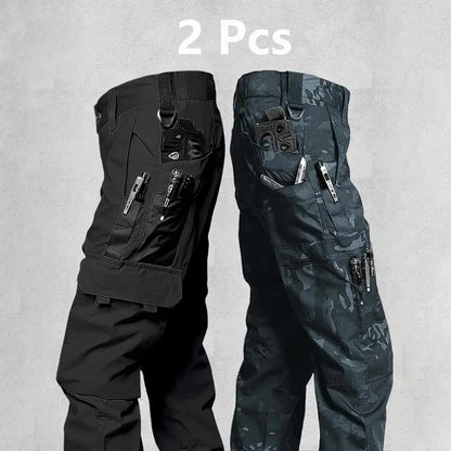 2PCS Tactical Work Pants Men Outdoor Cargo Trousers Multi-Pocket
