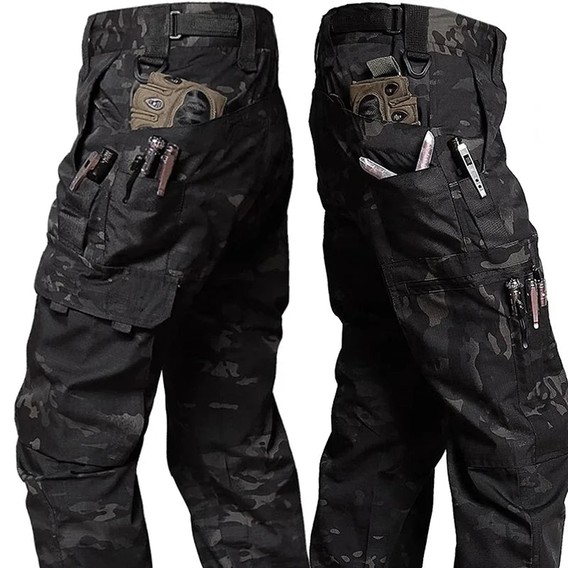 2PCS Tactical Work Pants Men Outdoor Cargo Trousers Multi-Pocket