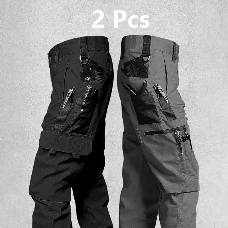 2PCS Tactical Work Pants Men Outdoor Cargo Trousers Multi-Pocket