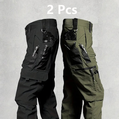 2PCS Tactical Work Pants Men Outdoor Cargo Trousers Multi-Pocket