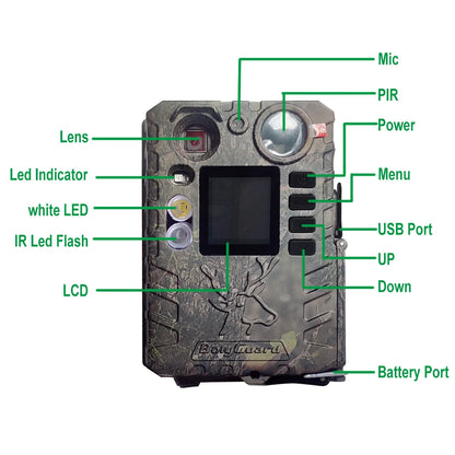 BolyGuard Trail Camera BG410-D 33MP 2.7K HD Hunting Game Wildlife Cam+ Dual Flash 940nm and White LED Night Vision Support Solar