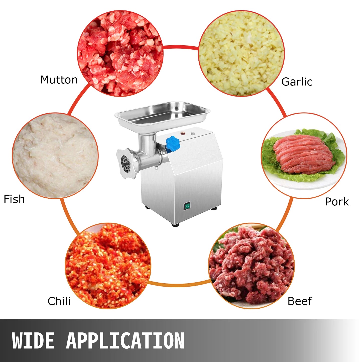 250Kg/H Electric Meat Mincer Grinder Commercial Kitchen  Food Processor Sausage Maker Machine Home Appliance