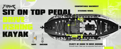 Spatium Fishing Kayak Boat Pedal Drive Sit on Top Pedal Drive Kayak Power System Orientation System, 11'*48"*6",Capacity 660LBS