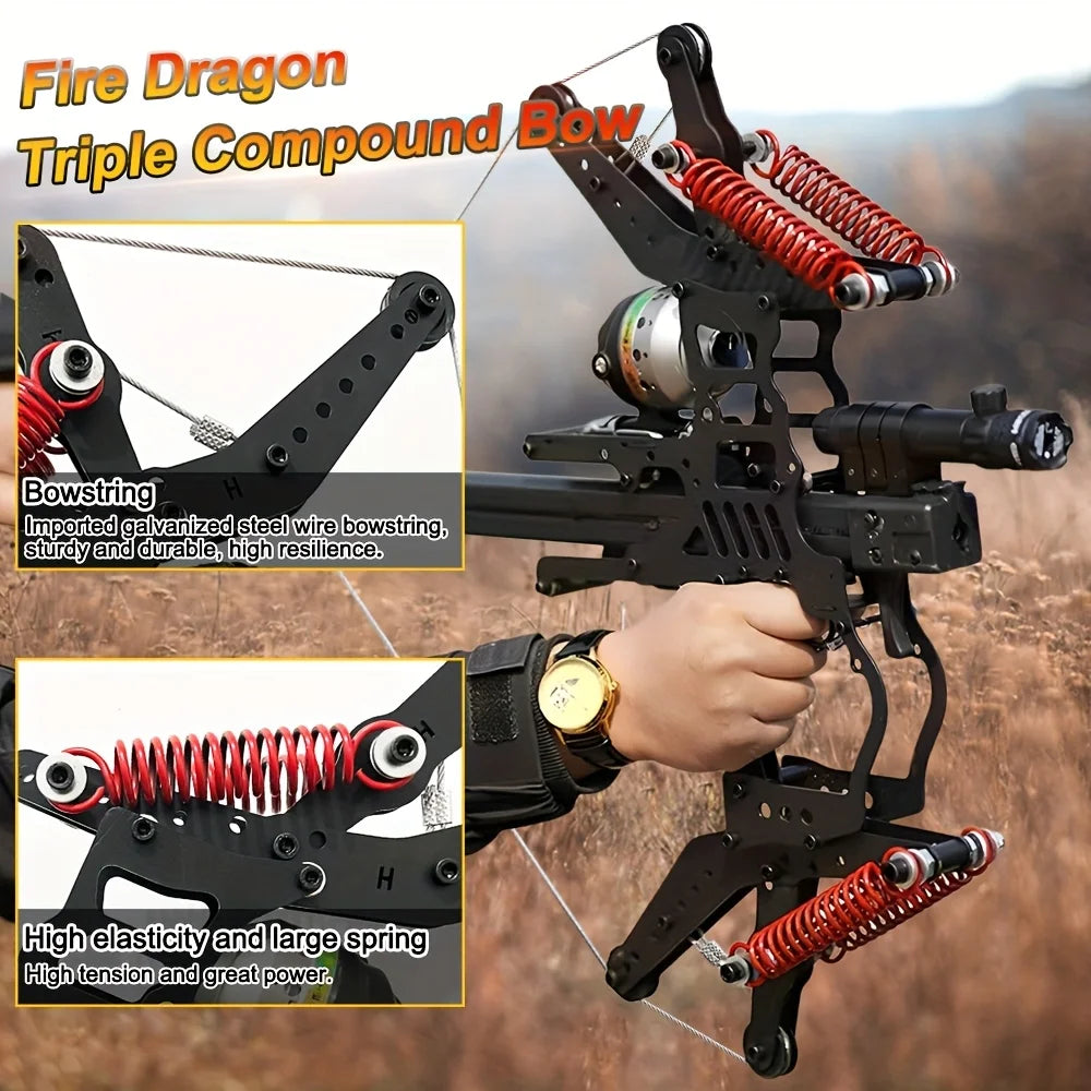 Fire Dragon Dual-Use Compound Bow with Fishing Reel and Sight-Fast Shooting Speed,