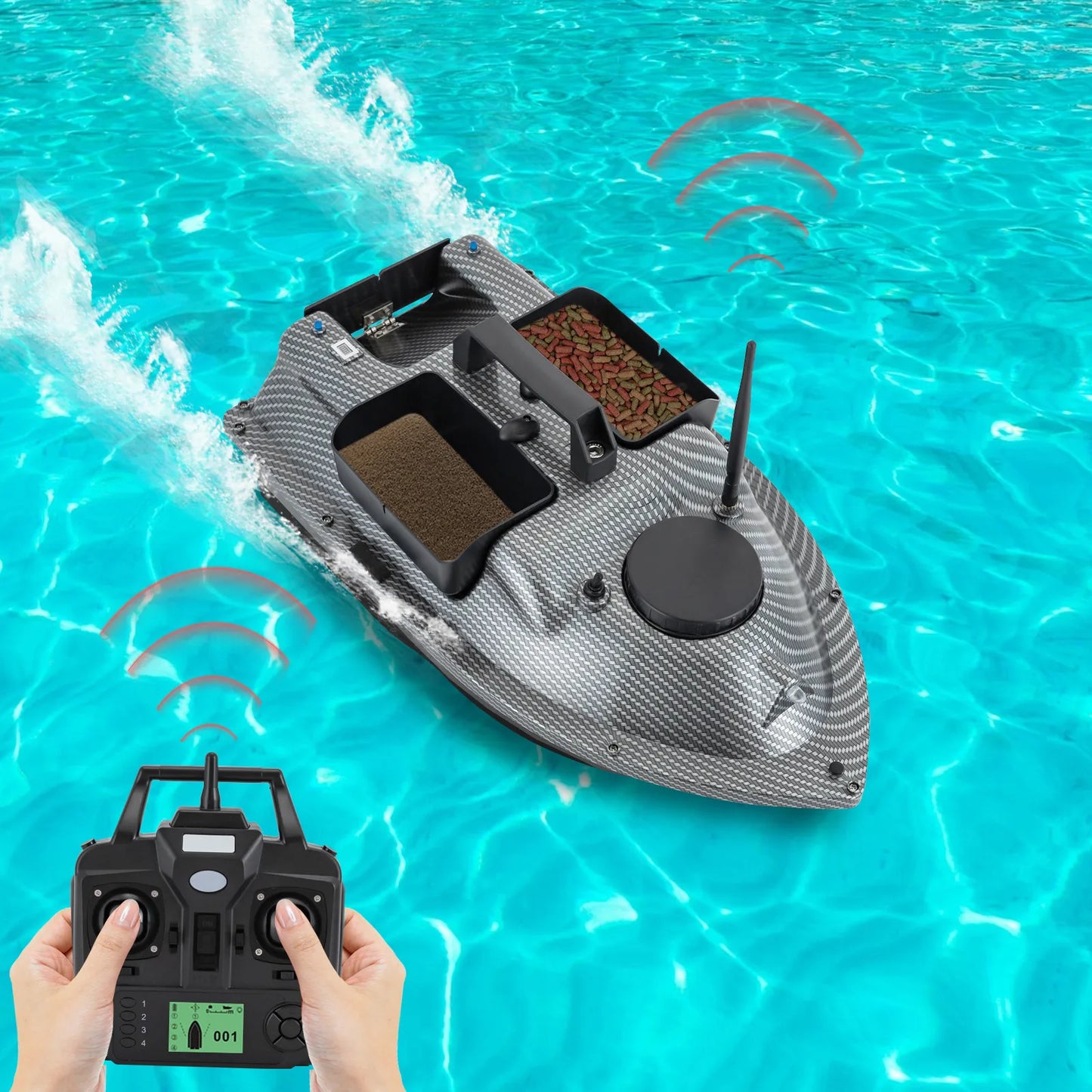 Rechargeable GPS Fishing Bait Boat 2 Batteries 16 Positioning Points 2kg