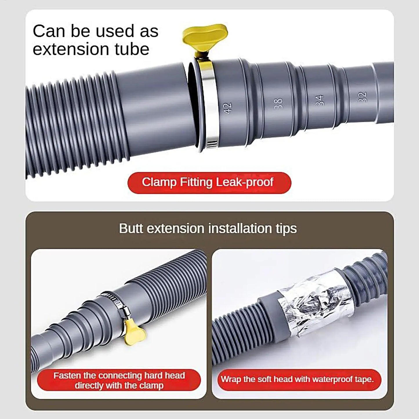 3/4/ 5m Caravan Sewer Pipe Kit Foldable RV Trailer Sewer Hose With Adjustable Adapter And Clamp Leakproof RV Hose Rv Accessories