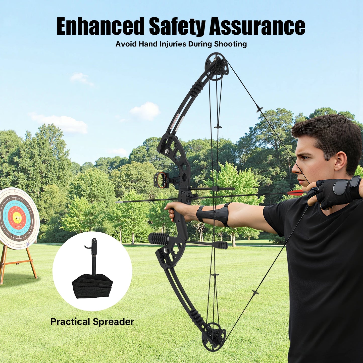 Compound Bow Adults, Right Hand, Hunting Kit: 3 Pin Lighted Sight for Hunting,