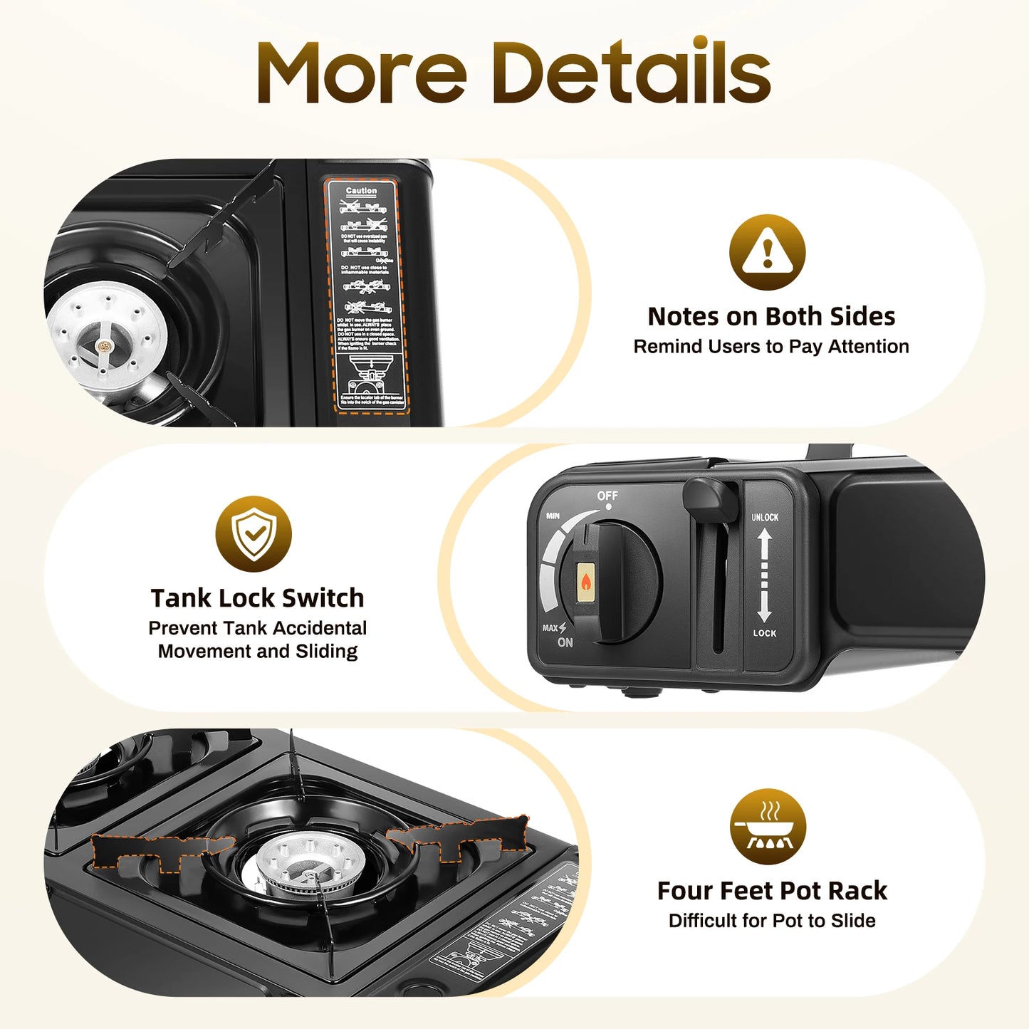Camping Stove 2 Burners 1150w with Baking Tray, Butane