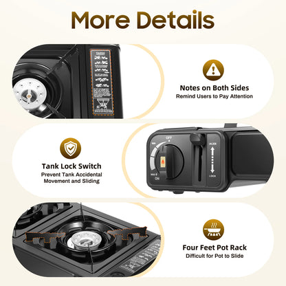Camping Stove 2 Burners 1150w with Baking Tray, Butane