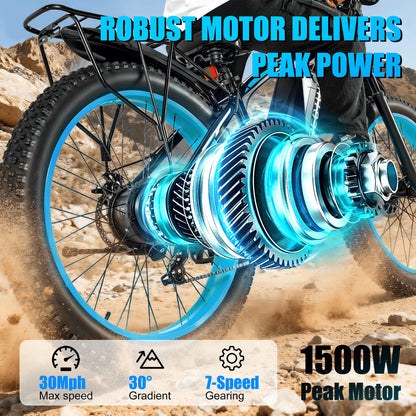 1500W Peak Electric Mountain Bike for Adults,