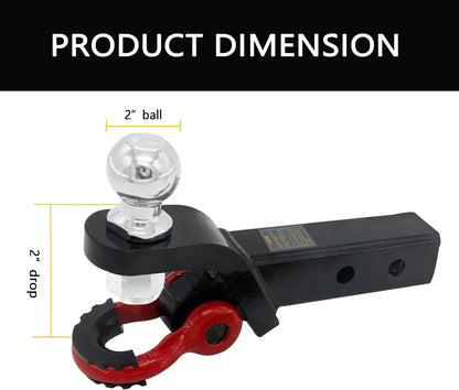 Heavy Duty 2-in-1 Trailer Hitch Ball Mount with Tow Shackle