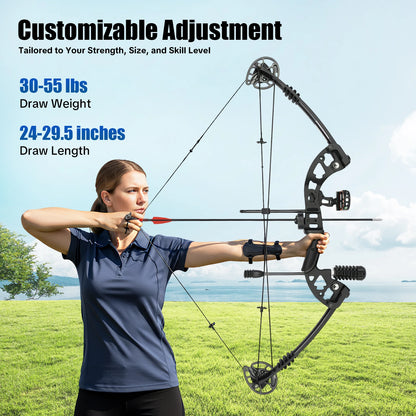 Compound Bow Adults, Right Hand, Hunting Kit: 3 Pin Lighted Sight for Hunting,