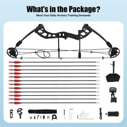 Compound Bow Adults, Right Hand, Hunting Kit: 3 Pin Lighted Sight for Hunting,