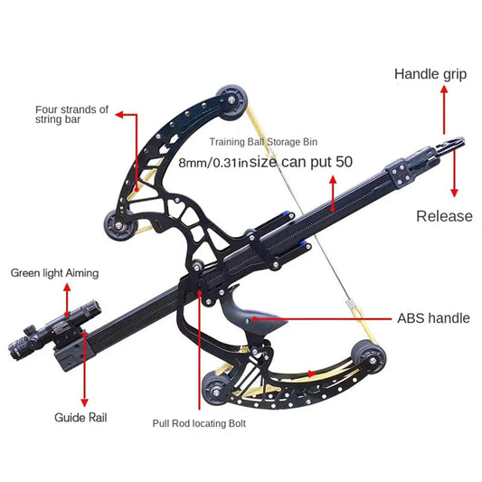 New all-metal 50-round compound bow and arrow compound slingshot steel ball double outdoor high-precision Green light bow