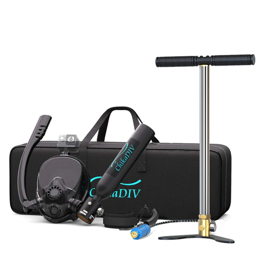 Mini Scuba Tank with Pump Adapter,0.5L Portable Lung Tank Face Snorkel Mask Combo