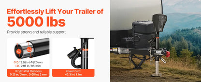 SucceBuy 3500/5000Lbs Electric Trailer Jack RV 12V Tongue Jack with 7-pin Connector & Crank Handle 10"-28.3" Lift for Campers