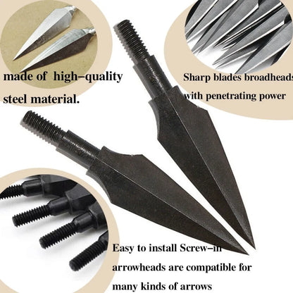 Arrowheads 12/24pcs 150 Grain High Carbon Steel Screw-in Tips for Compound Recurve Bow Hunting Shooting Accessories