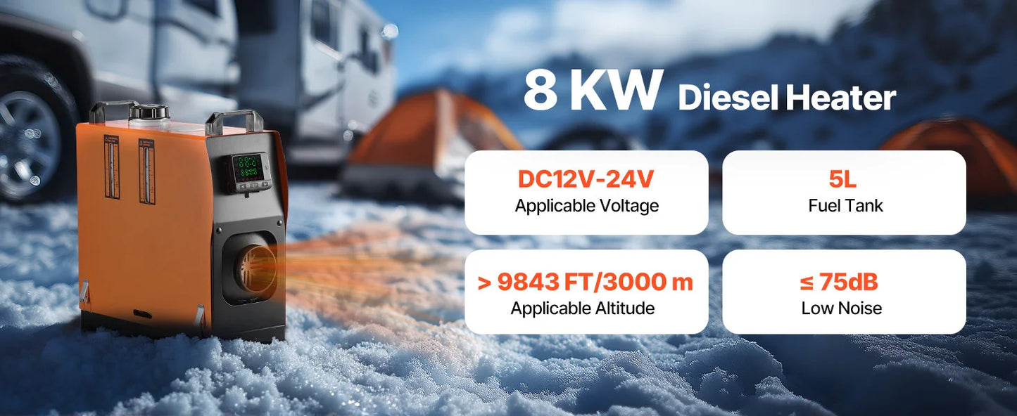 Diesel Heater 8KW Diesel Air Heater with LCD Panel and Remote Control Parking Heater Low Noise for Truck Trailer Boat