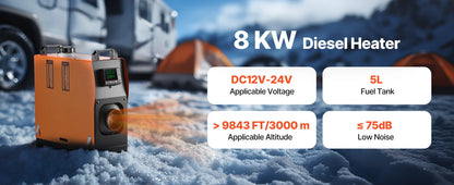 Diesel Heater 8KW Diesel Air Heater with LCD Panel and Remote Control Parking Heater Low Noise for Truck Trailer Boat