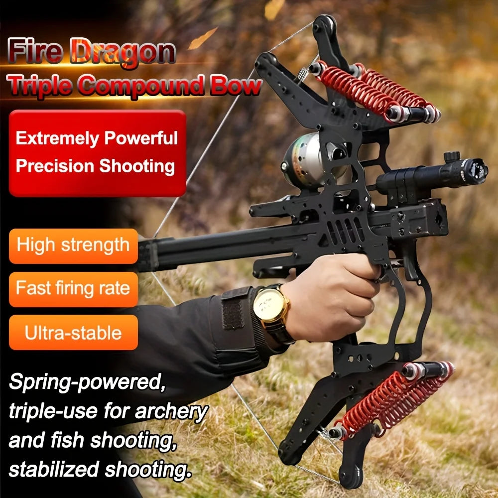 Fire Dragon Dual-Use Compound Bow with Fishing Reel and Sight-Fast Shooting Speed,
