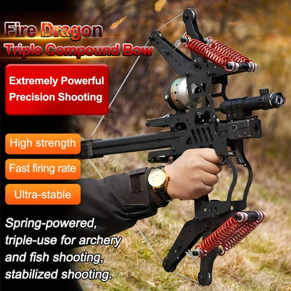 Fire Dragon Dual-Use Compound Bow with Fishing Reel and Sight-Fast Shooting Speed,