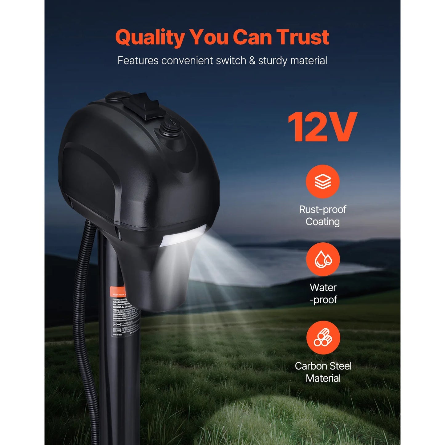 SucceBuy 3500/5000Lbs Electric Trailer Jack RV 12V Tongue Jack with 7-pin Connector & Crank Handle 10"-28.3" Lift for Campers