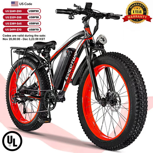 EOEOTWO E01 Electric Bike Adult 26" Fat Tire