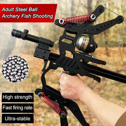 Fire Dragon Dual-Use Compound Bow with Fishing Reel and Sight-Fast Shooting Speed,