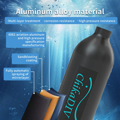 Mini Scuba Tank with Pump Adapter,0.5L Portable Lung Tank Face Snorkel Mask Combo