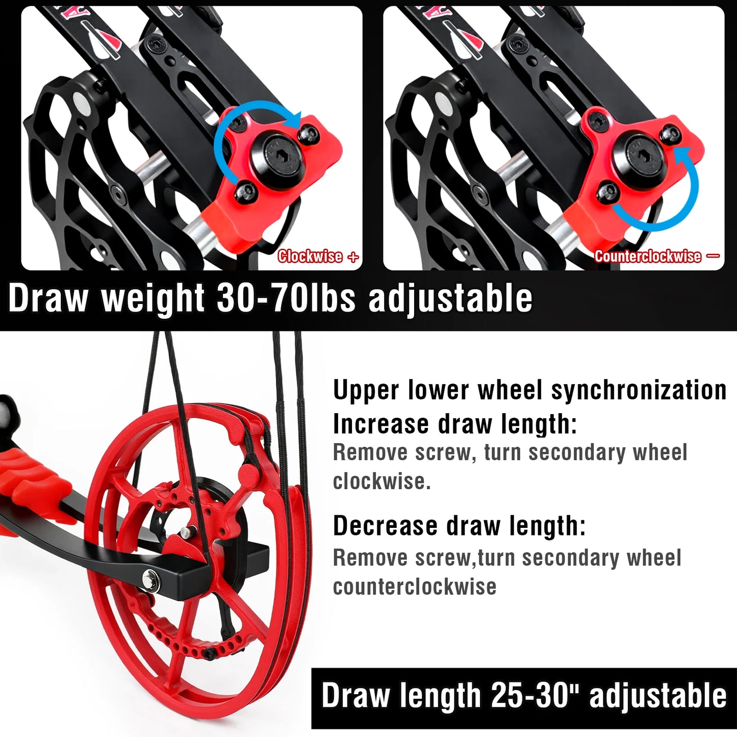 Archery Compound Bow Kit, Arrows & Steel Balls Dua Use Beginners Bow,30-70LBS Draw Weight, Short 19" Axle CNC Metal Frame,