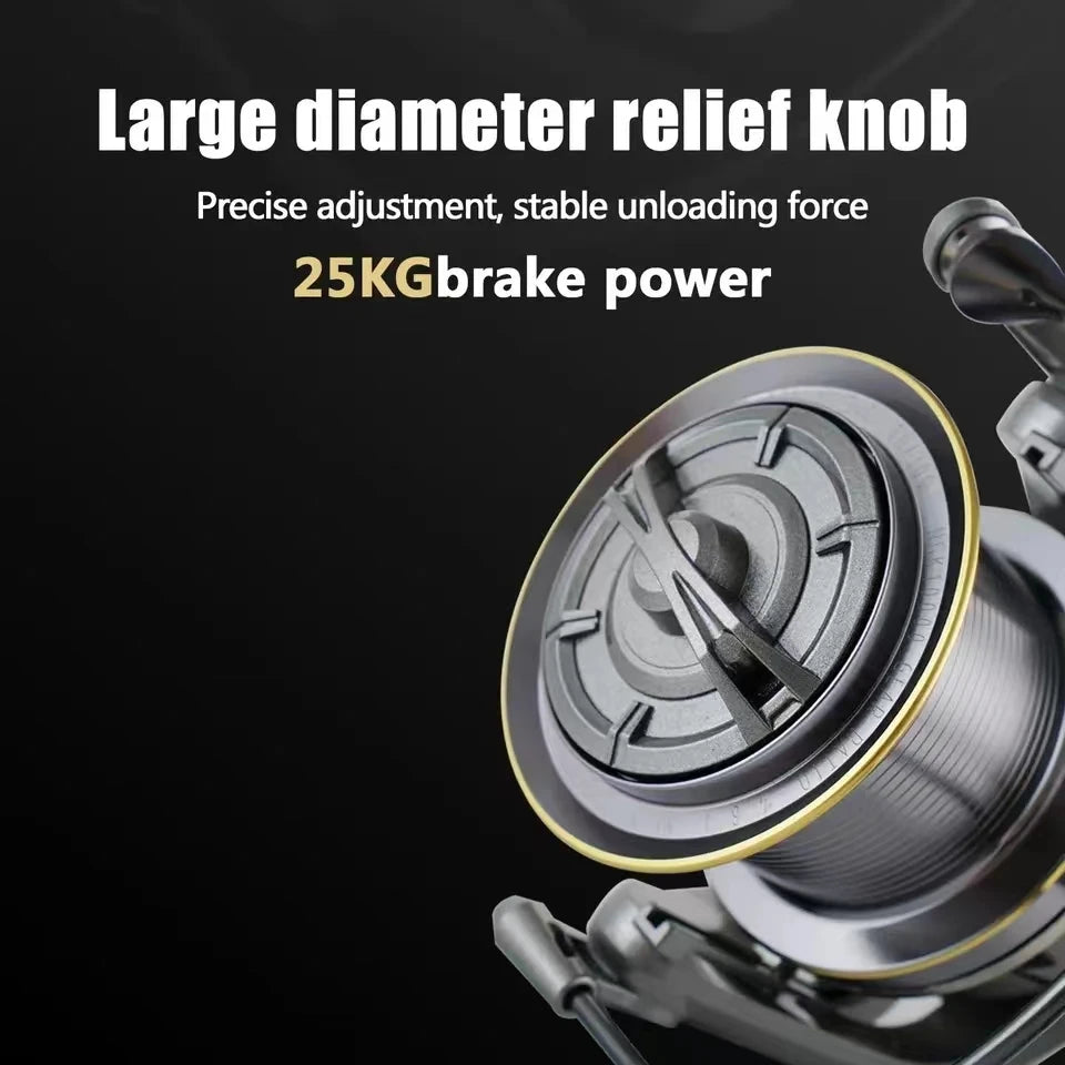 Stainless Steel Bearing Spinning Fishing Reel  25KG Powerful Reel Saltwater Fresh Water Drag