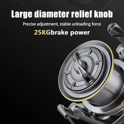 Stainless Steel Bearing Spinning Fishing Reel  25KG Powerful Reel Saltwater Fresh Water Drag