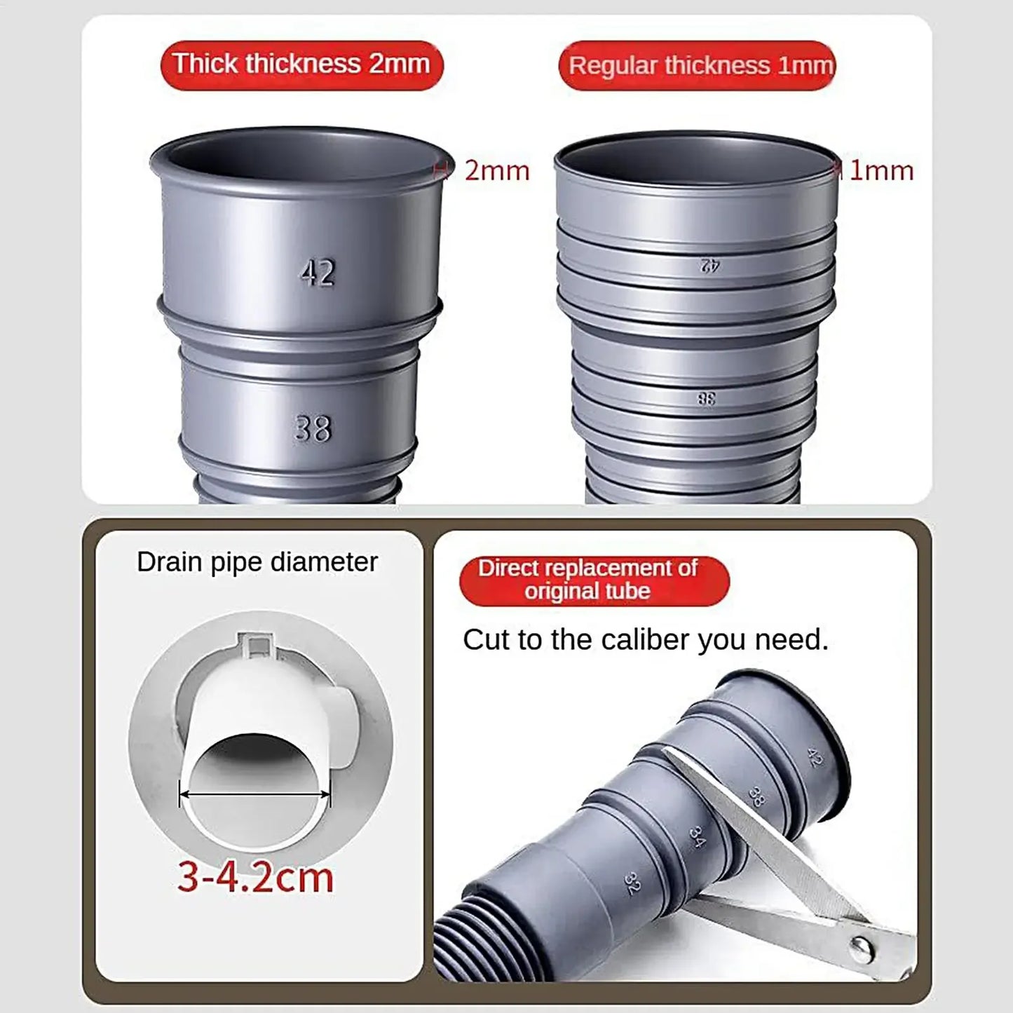 3/4/ 5m Caravan Sewer Pipe Kit Foldable RV Trailer Sewer Hose With Adjustable Adapter And Clamp Leakproof RV Hose Rv Accessories