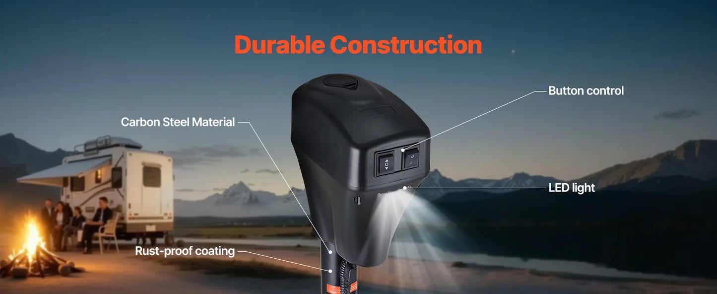 SucceBuy 3500/5000Lbs Electric Trailer Jack RV 12V Tongue Jack with 7-pin Connector & Crank Handle 10"-28.3" Lift for Campers