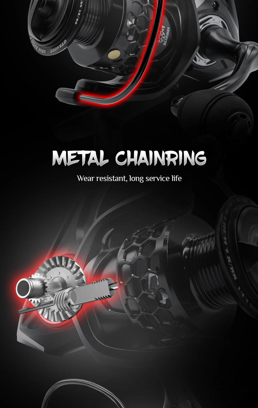 Spinning Reel Saltwater 2000 3000 4000  5.2:1 Gear Ratio Hollow Spool Design