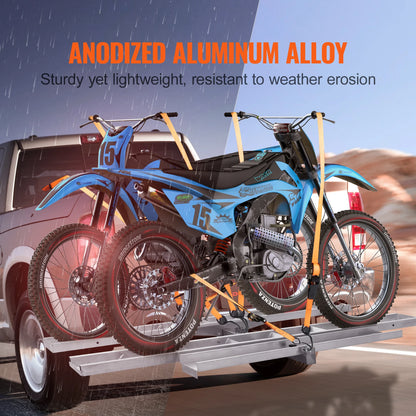 SucceBuy Motorcycle Carrier 2-Bike 600LBS Aluminum Motorcycle Carrier Hitch Mount, Loading Ramp Scooter Dirt Bike Trailer Hauler