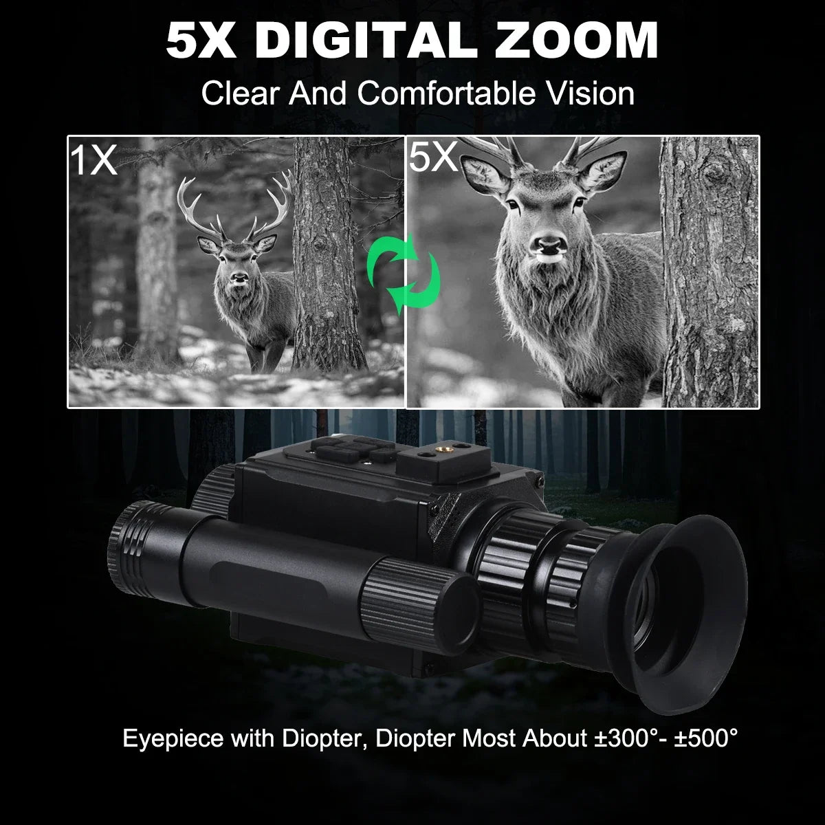 HD 1080P Night Vision Goggles 940nm IR 5X Zoom Night Vision Monocular