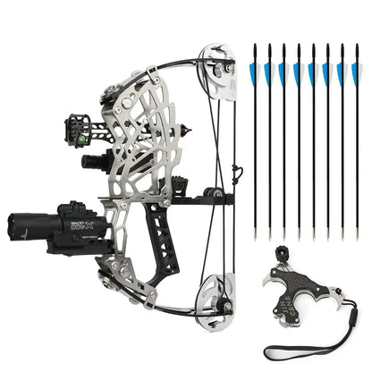 15-32lbs Adjustable Archery Compound Bow Carbon Fiber Grip Right Hand Beginners Teen Youth Target Practice Shooting Pulley Bow