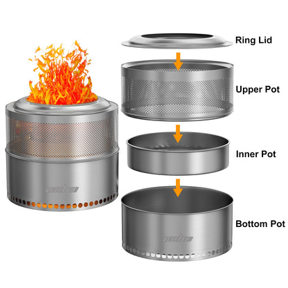 Wood Burning  Stainless Steel Smokeless Fire Pit