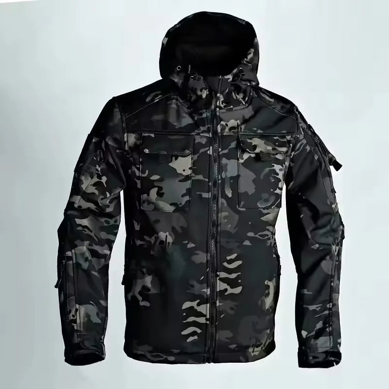 Autumn Winter Tactical Jackets Men Windproof Hooded Outdoor Functional Multi-pockets
