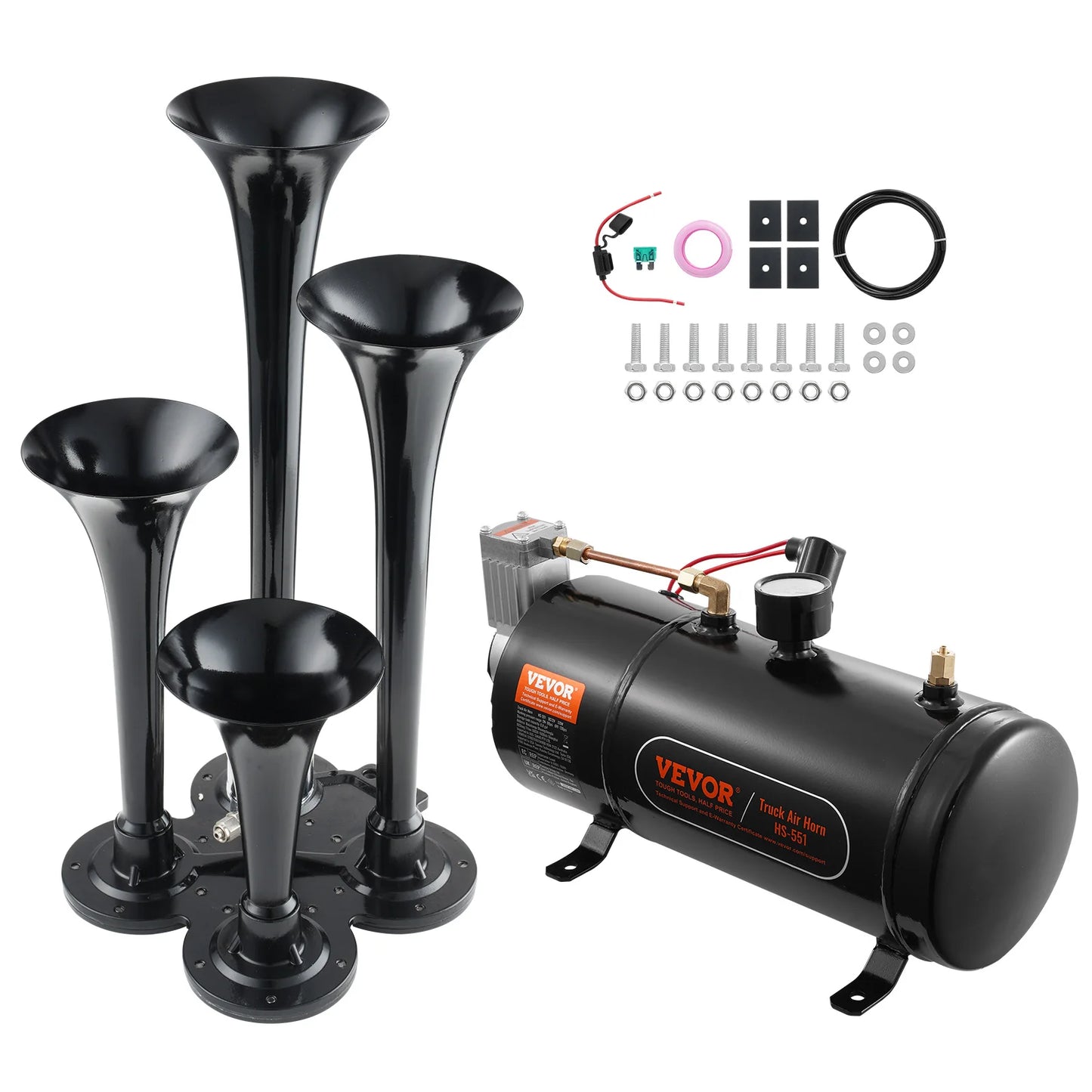 Train Horns Kit, 4 Trumpet Air Horn Kit,