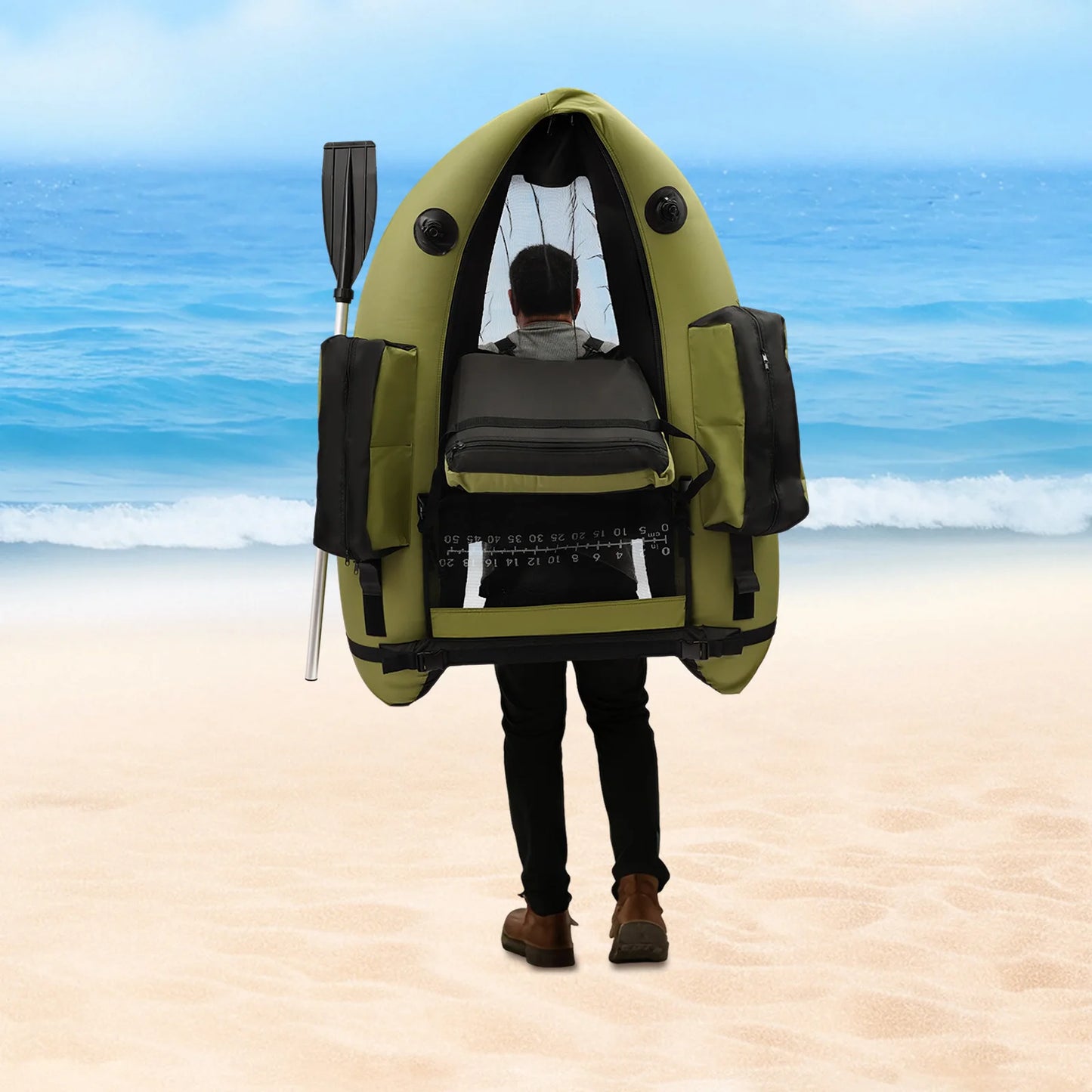 Inflatable Fishing Boat Waterproof Green