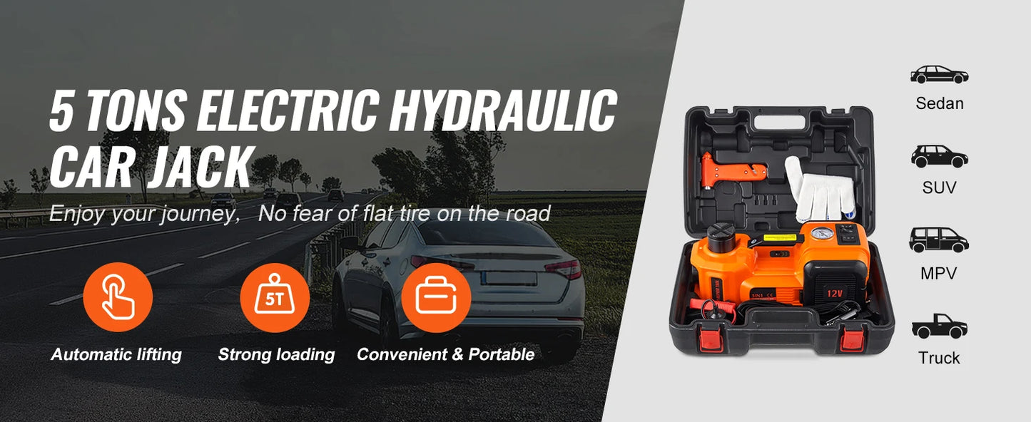 5T Electric Car Jack Hydraulic Car Jack with Built-in Inflatable Pump