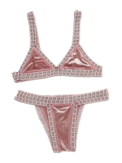 2024 Pink Crochet Handmade Triangle Bikini Set